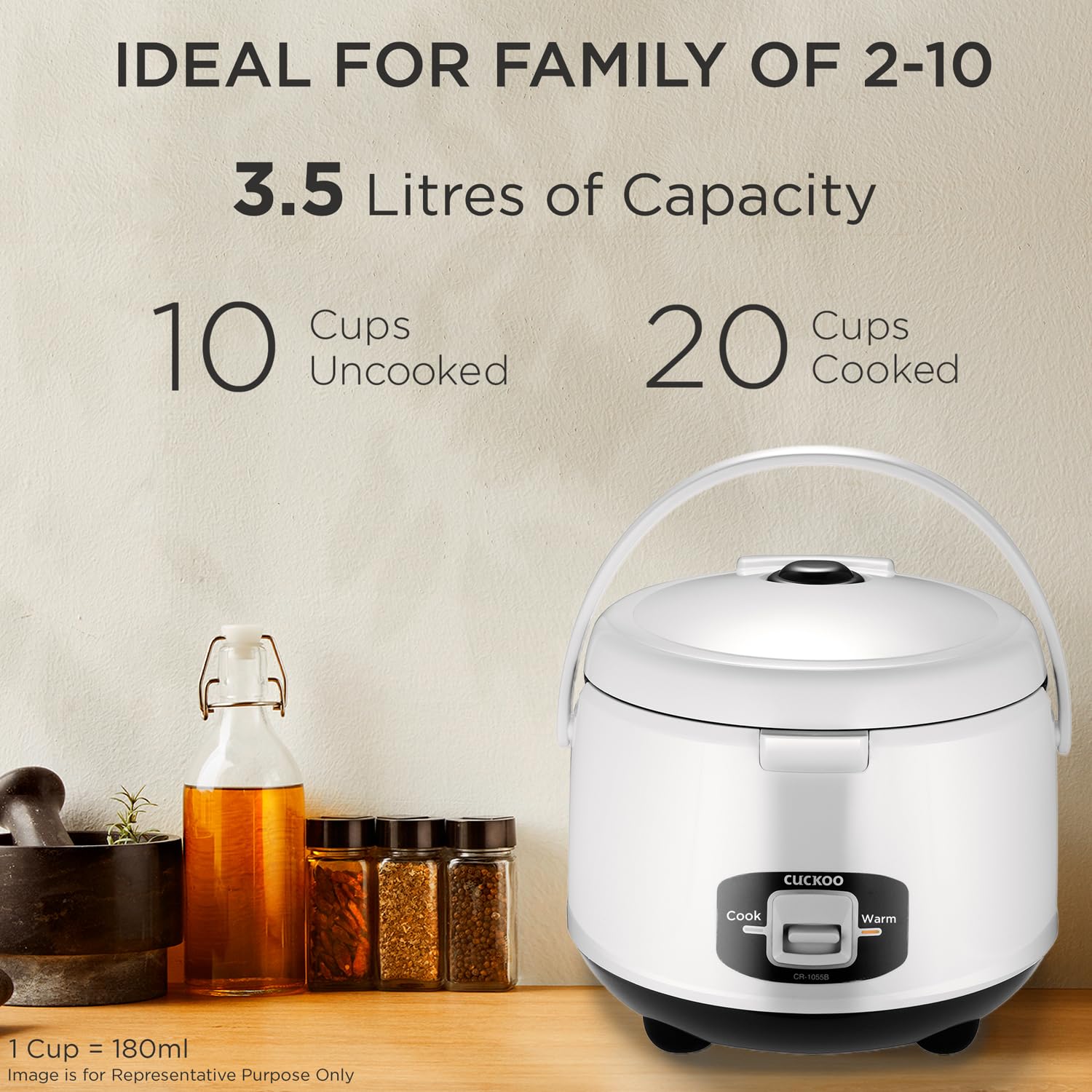 CUCKOO 3.5 L Electric Rice Cooker 650 W White CR-1055_2
