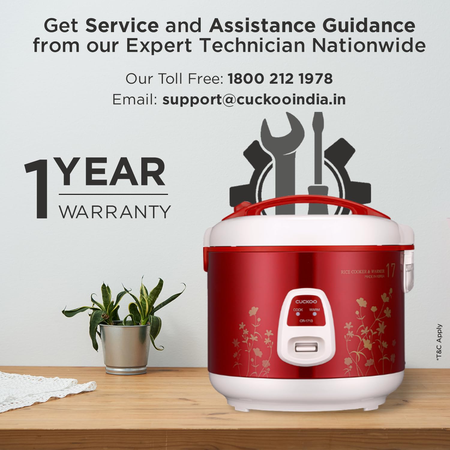 CUCKOO 5.5 L Electric Rice Cooker 900 W Red and White CR-1713_3