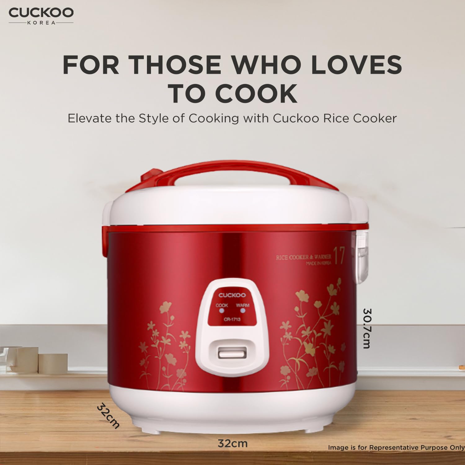 CUCKOO 5.5 L Electric Rice Cooker 900 W Red and White CR-1713_4