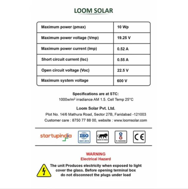 LOOM SOLAR 10 W Polycrystalline Solar Panel_4