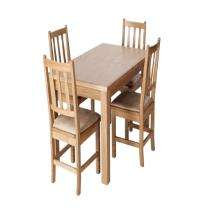 Wood 4 Seater Canteen Dining Table Rectangular Pedestal Brown_0