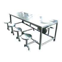 Stainless Steel 8 Seater Canteen Dining Table Folding Stool Silver_0