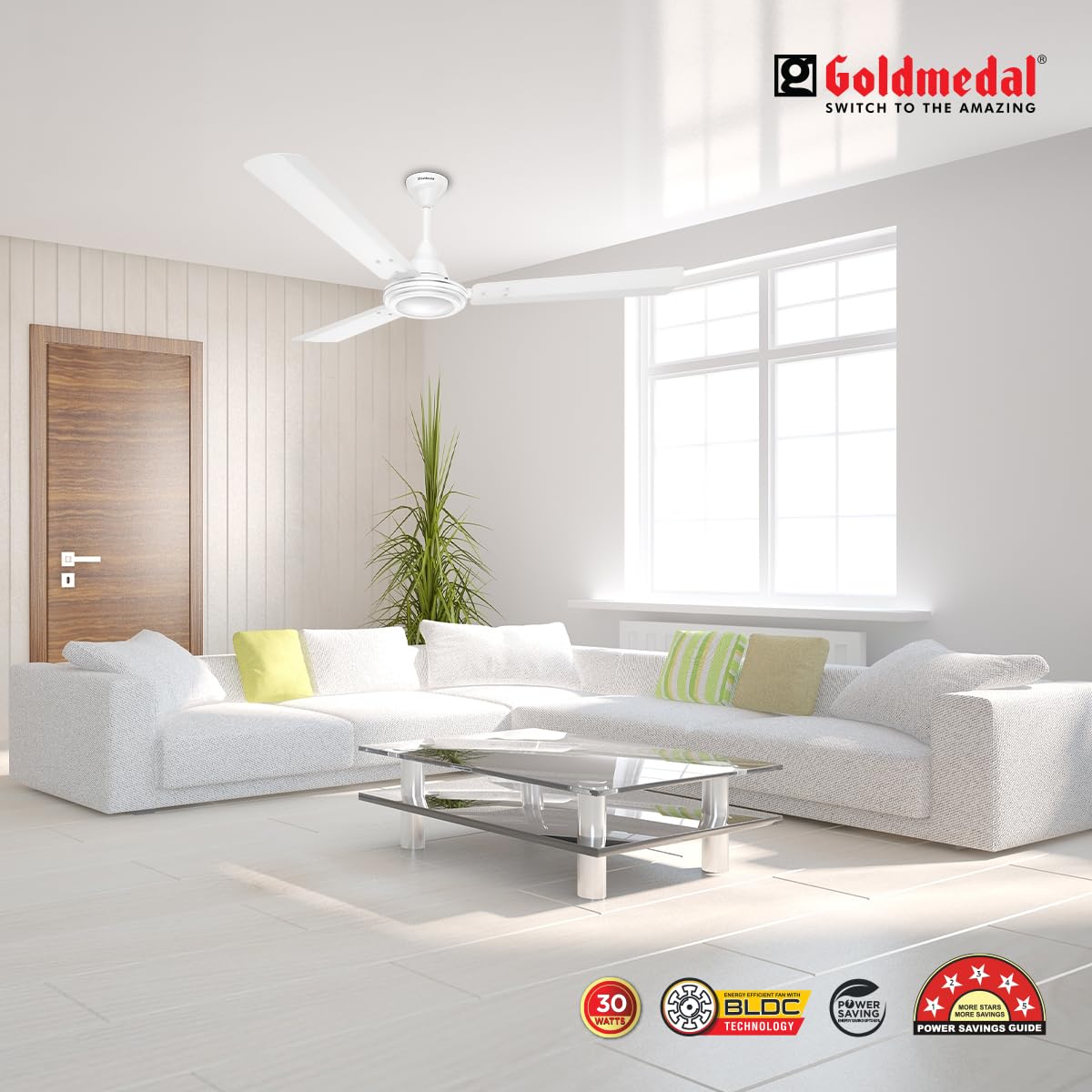 Goldmedal Marut BLDC 1200 mm 3 Blades 30 W White Ceiling Fans_1