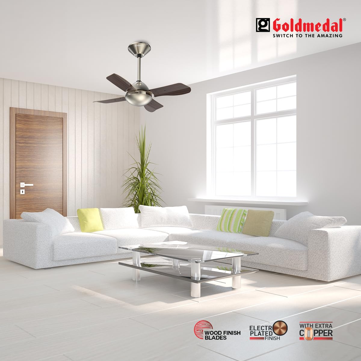 Goldmedal Thor 600 mm 4 Blades 65 W Antique Steel Wengewood Ceiling Fans_1