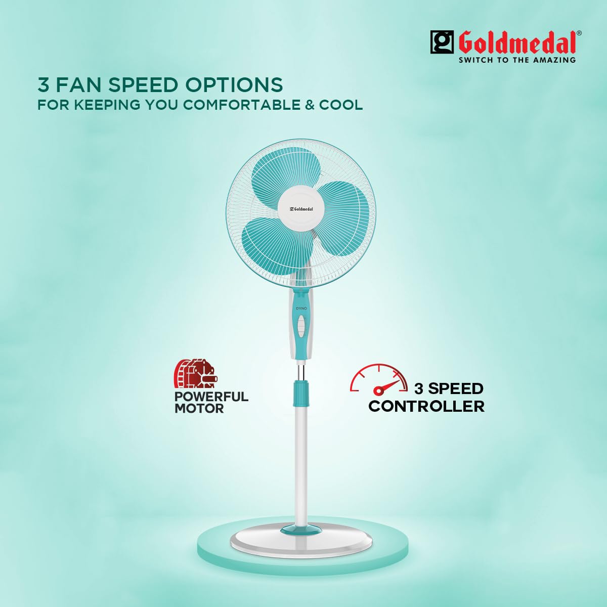 Goldmedal Dyno 400 mm Turquoise White Pedestal Fan_4