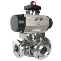 AMTECH 0.25 - 12 inch Actuator Gun Metal Ball Valves Flanged Three Way_0