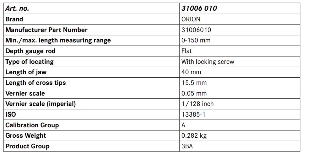 ORION Analog Vernier Caliper 0-150 mm_1