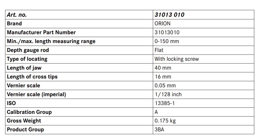 ORION Analog Vernier Caliper 0-150 mm_1