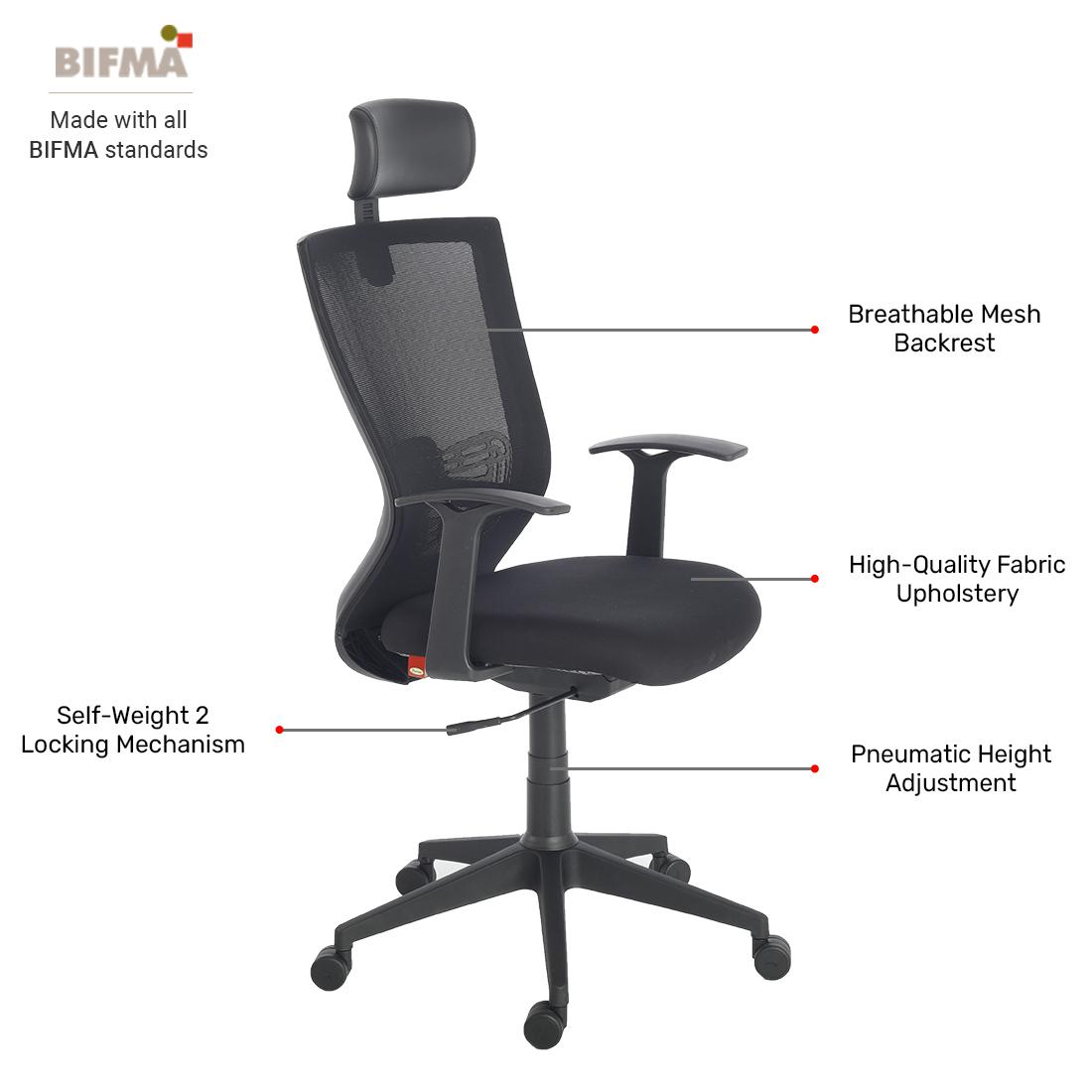 Durian Mesh Chair Black 585 x 670 x 1315 mm Two Pieces Injection Moulded Office Chairs_2