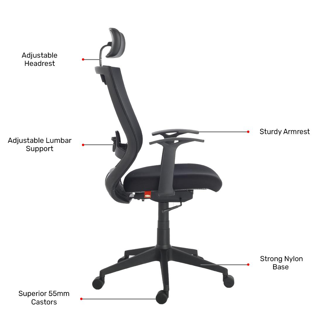 Durian Mesh Chair Black 585 x 670 x 1315 mm Two Pieces Injection Moulded Office Chairs_3