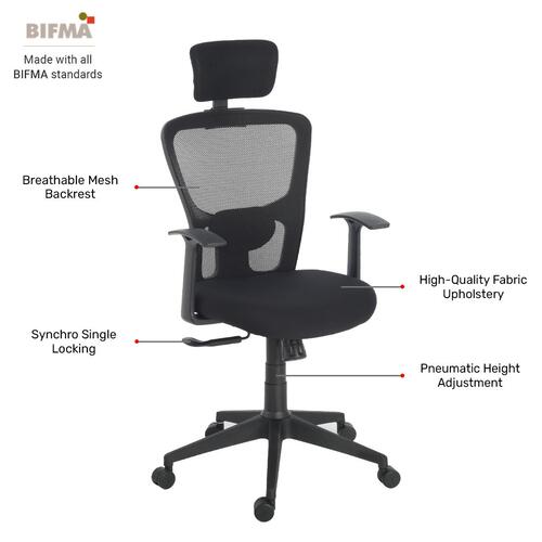 Durian Mesh Chair Black 585x660x1305 mm Injection Moulded Frame Office Chairs_1