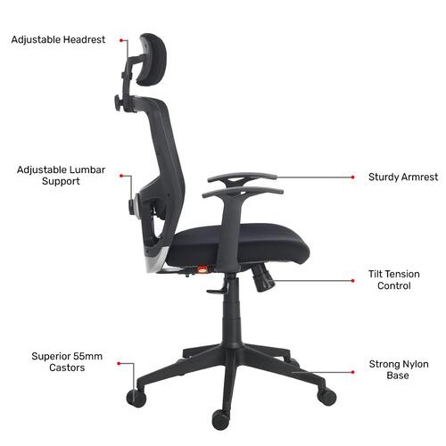 Durian Mesh Chair Black 585x660x1305 mm Injection Moulded Frame Office Chairs_2