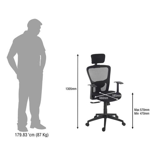 Durian Mesh Chair Black 585x660x1305 mm Injection Moulded Frame Office Chairs_3