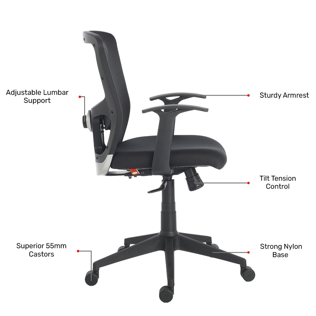 Durian Mesh Chair Black 585x660x1060 mm Injection Moulded Frame Office Chairs_3