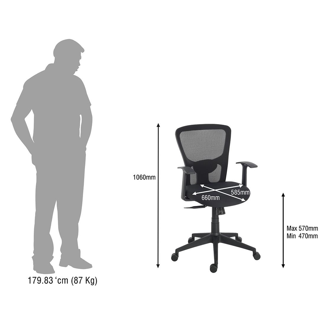 Durian Mesh Chair Black 585x660x1060 mm Injection Moulded Frame Office Chairs_4