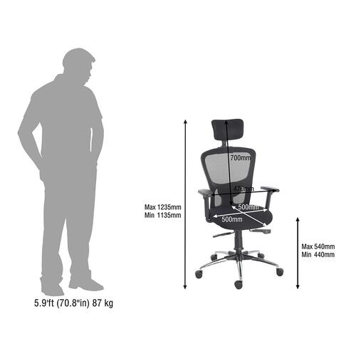 Durian Mesh Chair Black 630x660x1235 mm Injection Moulded Frame Office Chairs_4