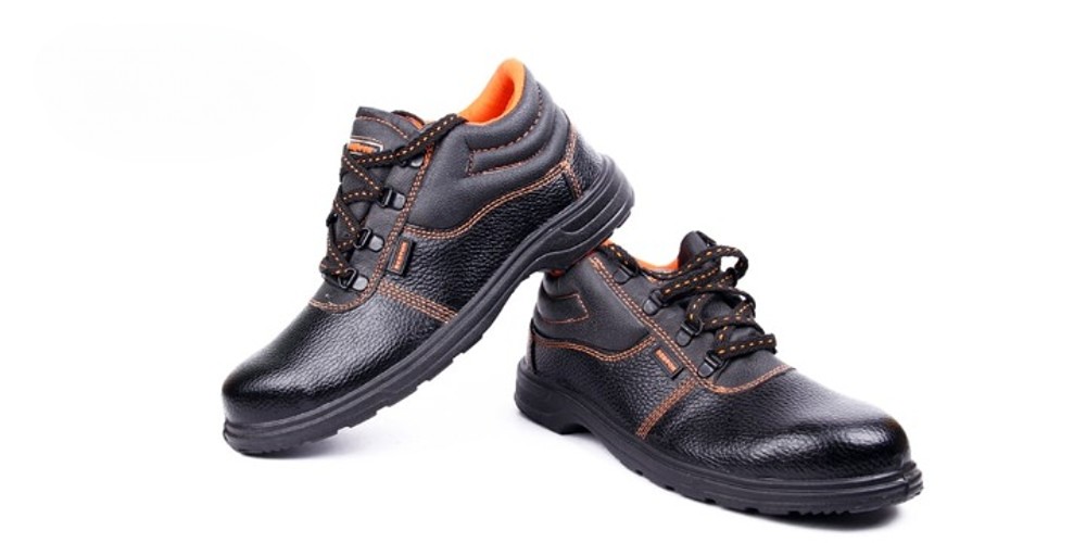 Buff Leather Steel Toe Safety Shoes Black_1