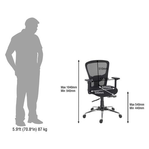 Durian Mesh Chair Black 630x660x1040 mm Injection Moulded Frame Office Chairs_4