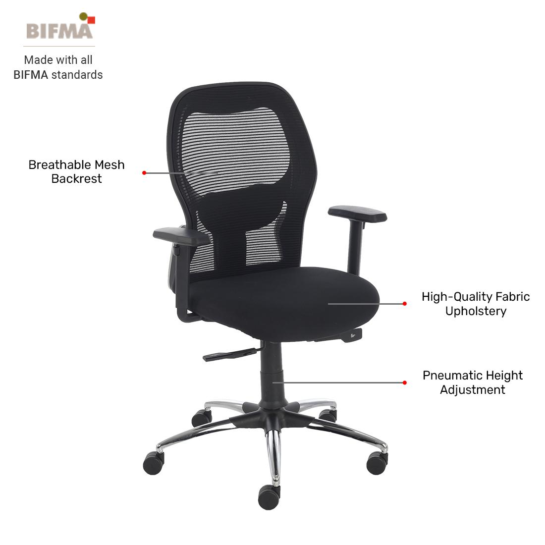 Durian Mesh Chair Black 640 x 670 x 1100 mm Two Pieces Injection Moulded Office Chairs_2