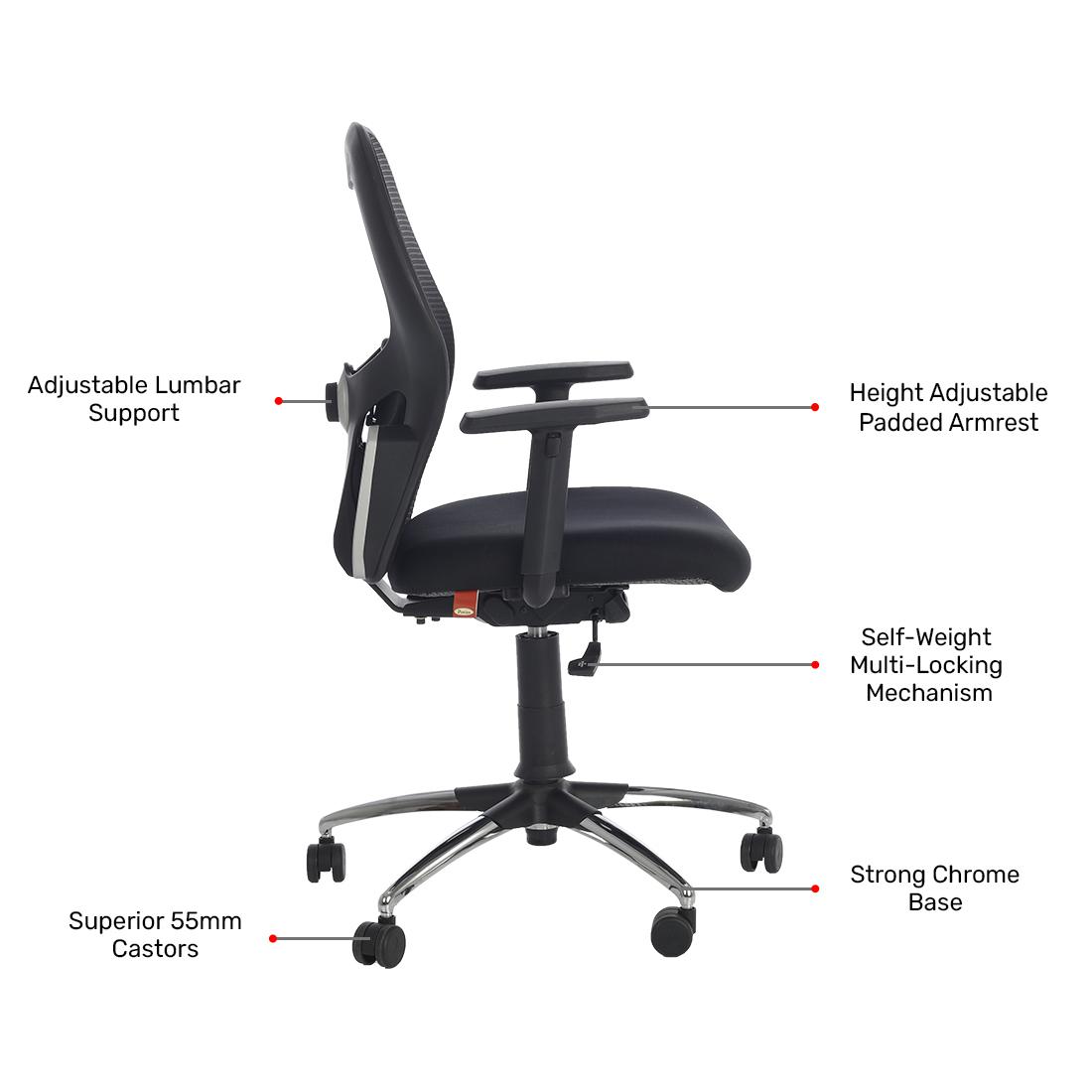 Durian Mesh Chair Black 640 x 670 x 1100 mm Two Pieces Injection Moulded Office Chairs_3