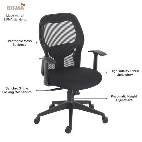 Durian Mesh Chair Black 640 x 670 x 1350 mm Two Pieces Injection Moulded Office Chairs_2