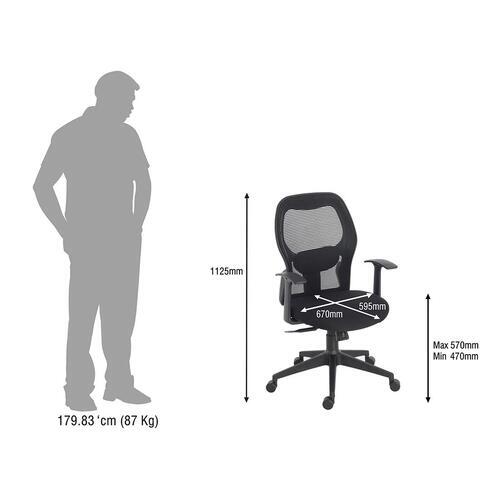 Durian Mesh Chair Black 640 x 670 x 1350 mm Two Pieces Injection Moulded Office Chairs_4