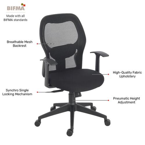 Durian Mesh Chair Black 595 x 670 x 1125 mm Two Pieces Injection Moulded Office Chairs_2