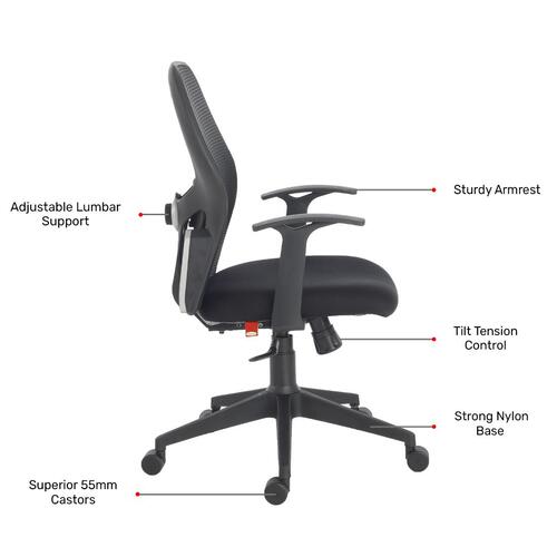 Durian Mesh Chair Black 595 x 670 x 1125 mm Two Pieces Injection Moulded Office Chairs_3