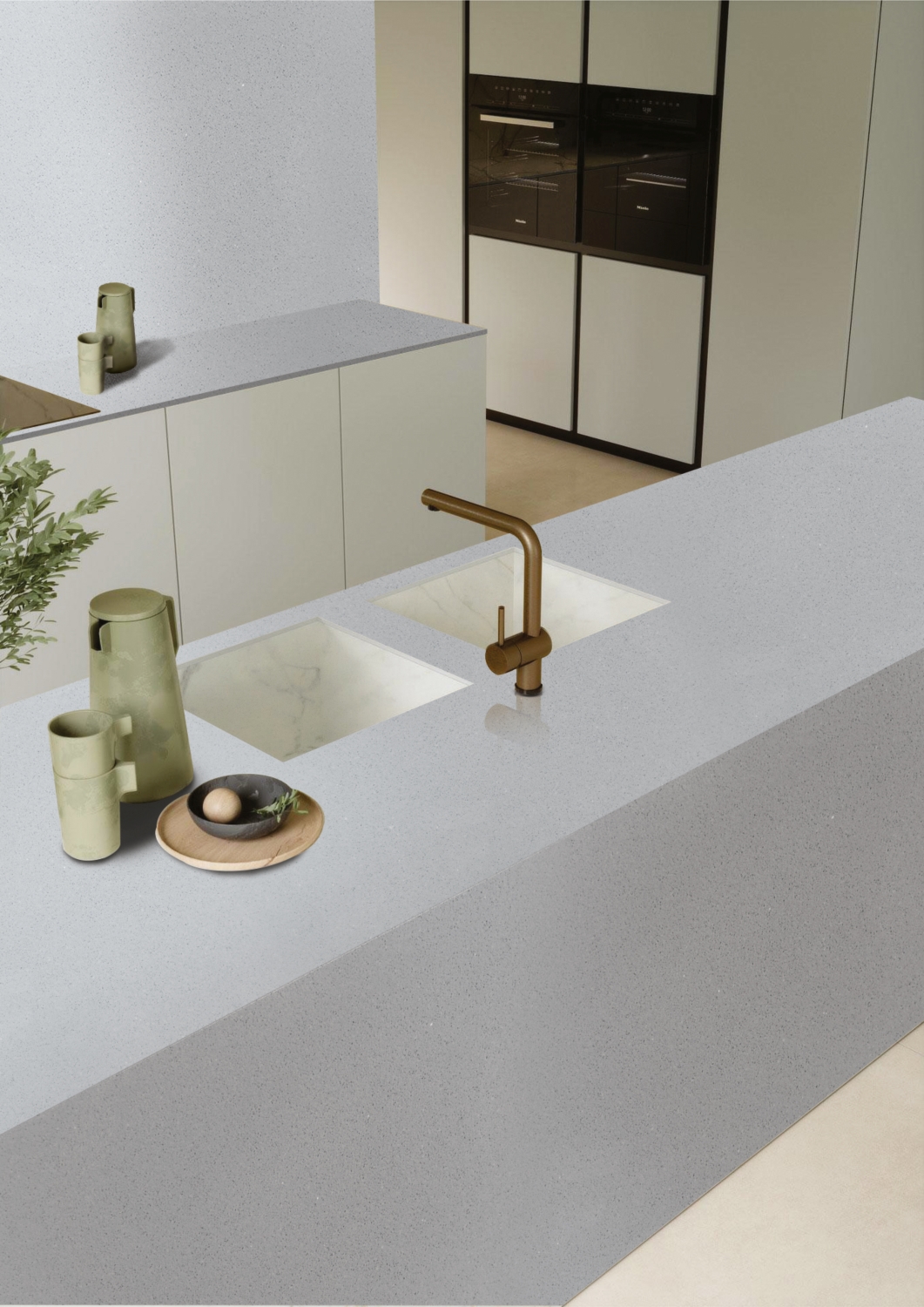 Camrola Cosmic Series Light Grey Matt Finish 3225 x 1625 mm Quartz Stone Slab_1