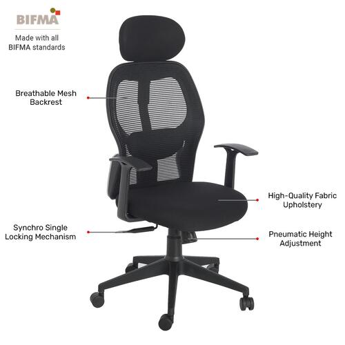 Durian Mesh Chair Black 595 x 670 x 1380 mm Two Pieces Injection Moulded Office Chairs_1