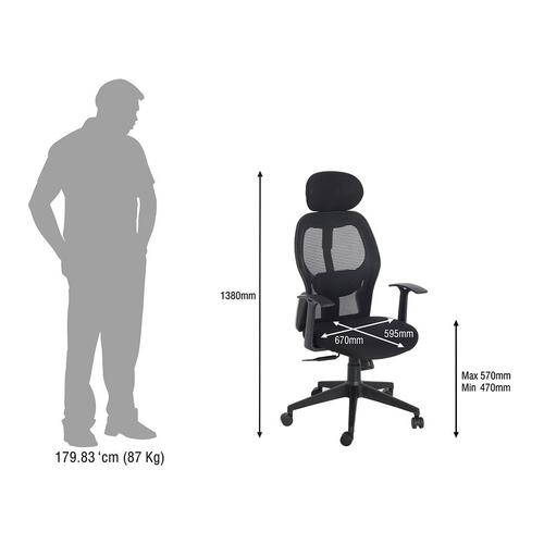 Durian Mesh Chair Black 595 x 670 x 1380 mm Two Pieces Injection Moulded Office Chairs_3