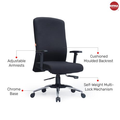 Durian Fabric Chair Black 650x660x1110 mm 12 mm Thick Hot Pressed BWR Office Chairs_1