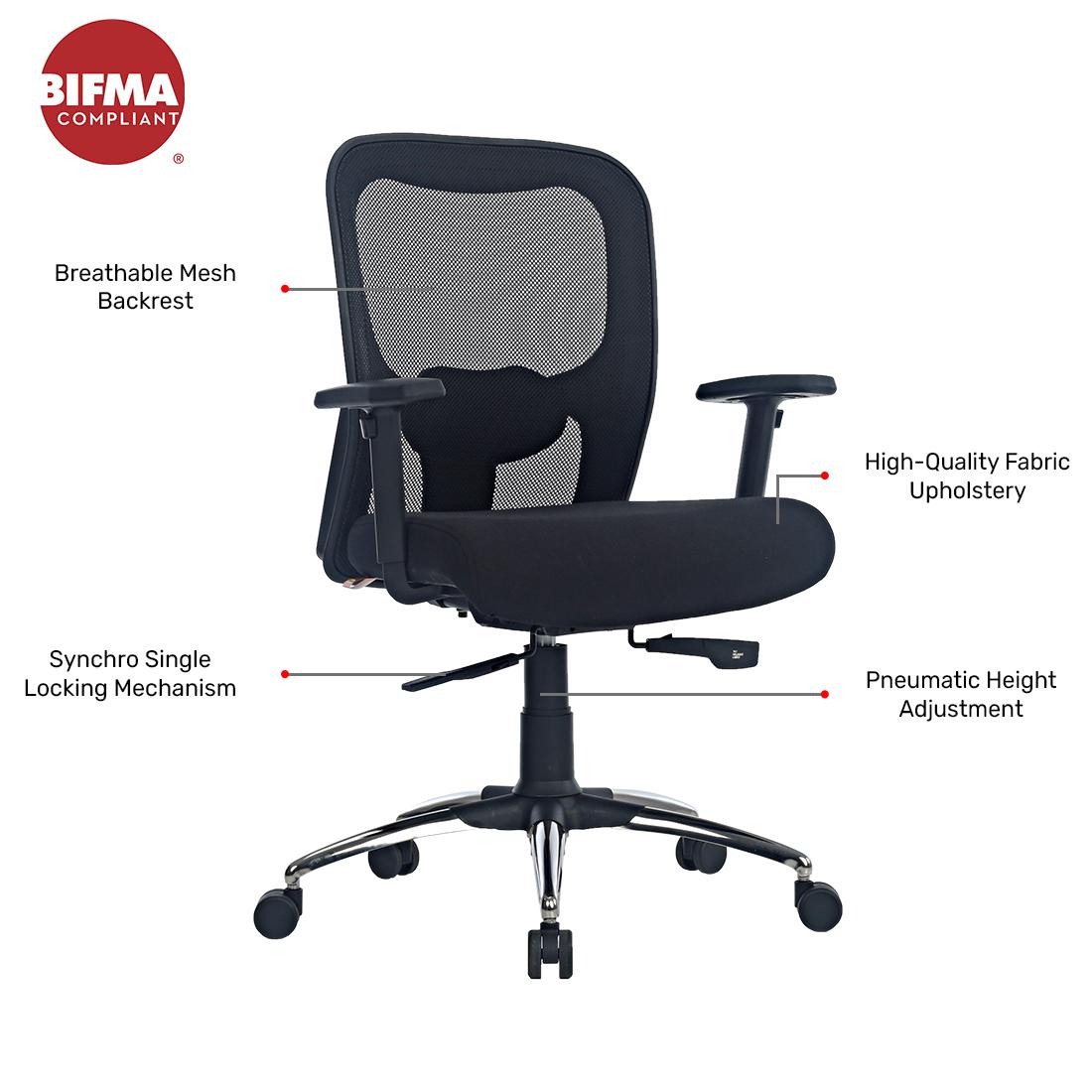 Durian Mesh Chair Black 630 x 670 x 1035 mm Two Pieces Injection Moulded Office Chairs_2