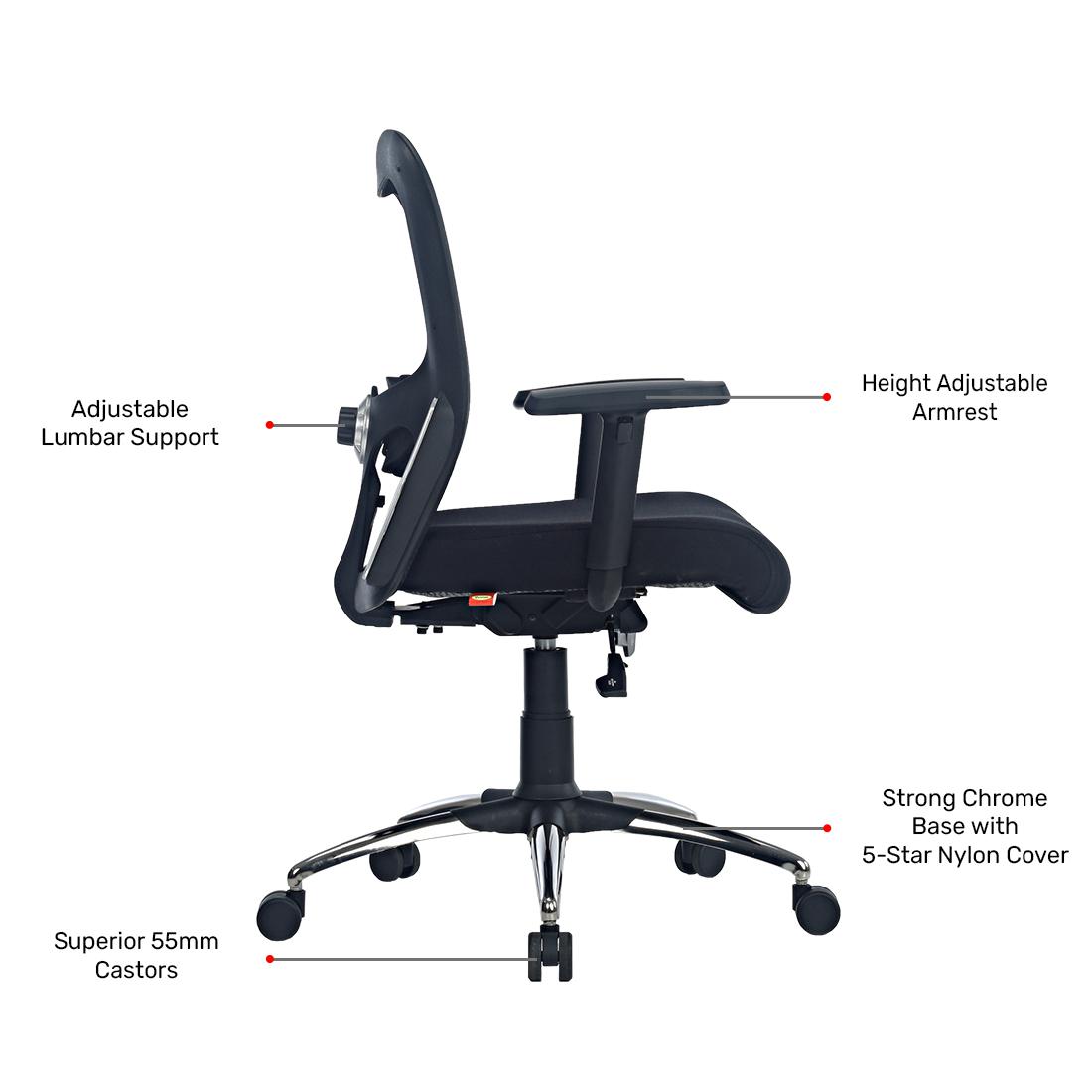 Durian Mesh Chair Black 630 x 670 x 1035 mm Two Pieces Injection Moulded Office Chairs_3