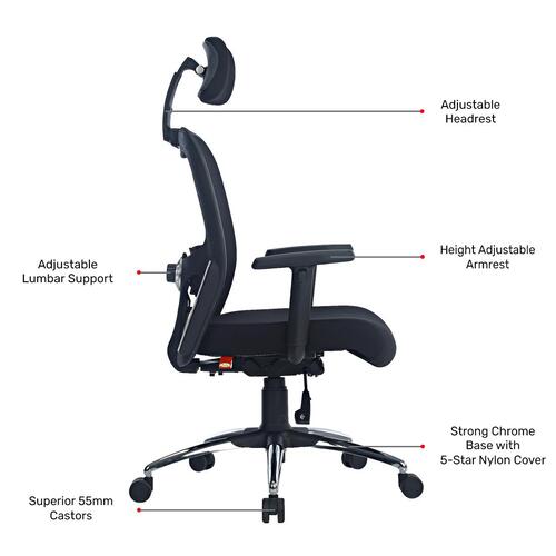 Durian Mesh Chair Black 630 x 670 x 1270 mm Two Pieces Injection Moulded Office Chairs_3