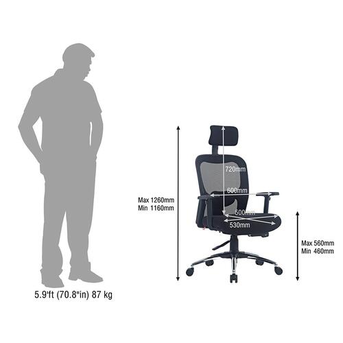 Durian Mesh Chair Black 630 x 670 x 1270 mm Two Pieces Injection Moulded Office Chairs_4