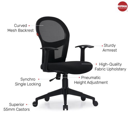 Durian Mesh Chair Black 590x660x1075 mm Two Pieces Injection Moulded Office Chairs_3