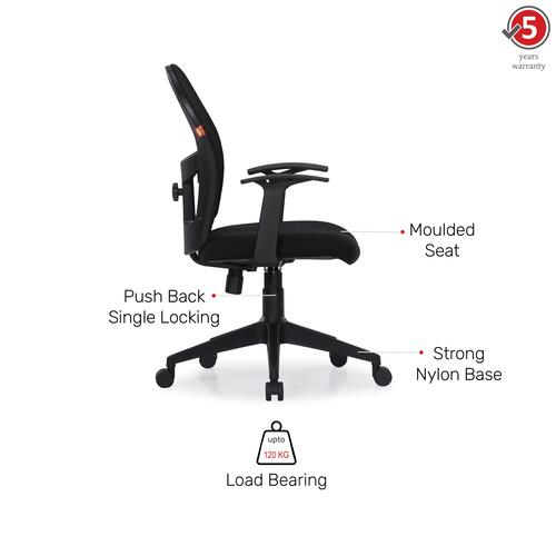 Durian Mesh Chair Black 590x660x1075 mm Two Pieces Injection Moulded Office Chairs_4