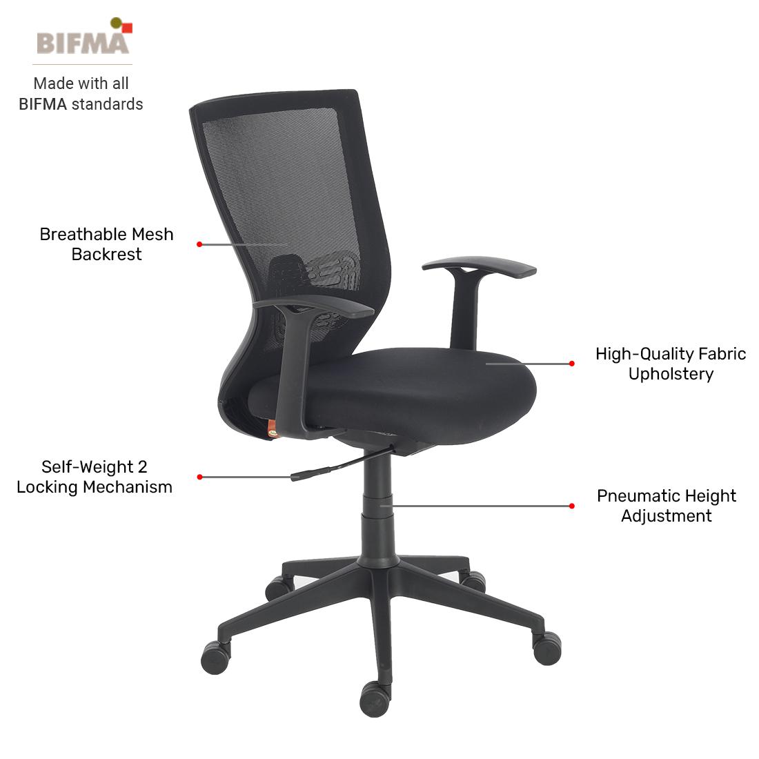 Durian Mesh Chair Black 585 x 670 x 1120 mm Two Pieces Injection Moulded Office Chairs_2