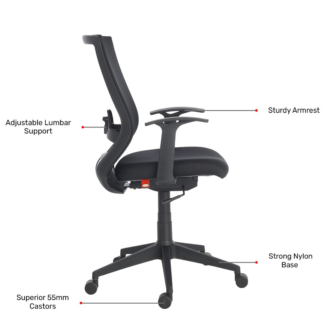 Durian Mesh Chair Black 585 x 670 x 1120 mm Two Pieces Injection Moulded Office Chairs_3