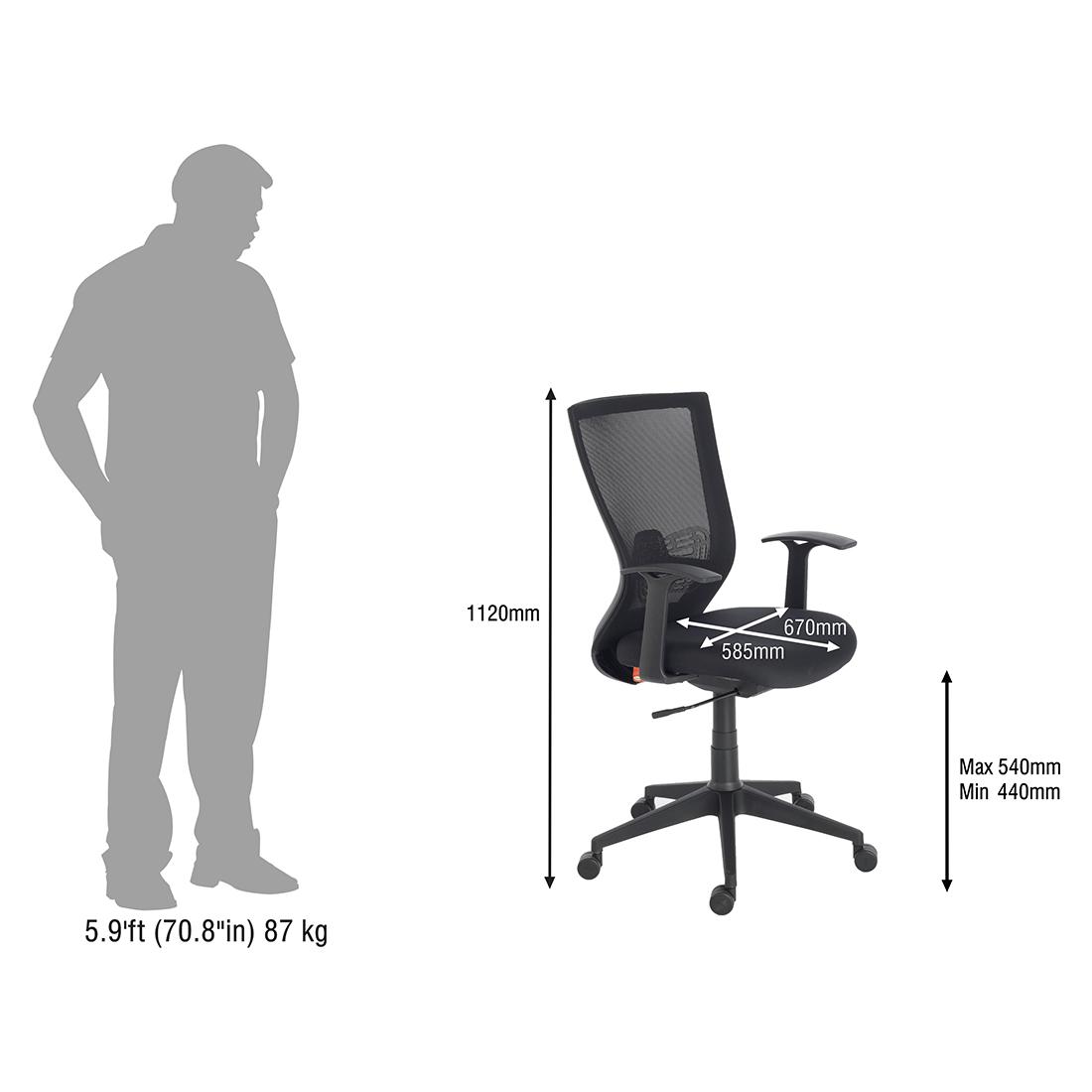 Durian Mesh Chair Black 585 x 670 x 1120 mm Two Pieces Injection Moulded Office Chairs_4