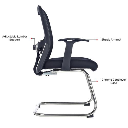 Durian Fix Cantilever Black 580 x 580 x 950 mm Two Pieces Injection Moulded Office Chairs_3