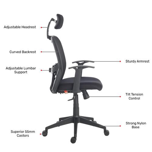 Durian Mesh Chair Black 640 x 480 x 1240 mm Two Pieces Injection Moulded Office Chairs_3