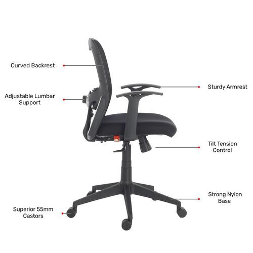 Durian Mesh Chair Black 590x670x1070 mm Two Pieces Injection Moulded Office Chairs_2