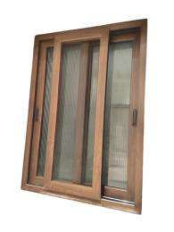 Techplast Sliding 2 Track 2 Panel Brown uPVC Window 4 x 4 ft_0