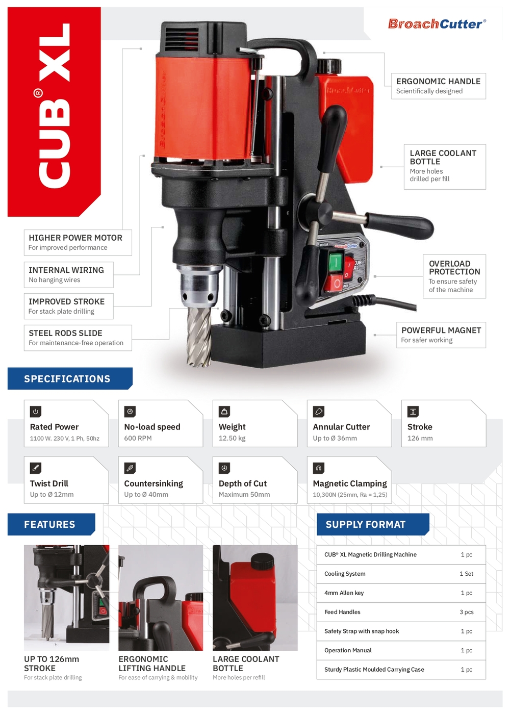 BroachCutter 36 mm Magnetic Drilling Machine CUB XL 1100 W 600 rpm_1