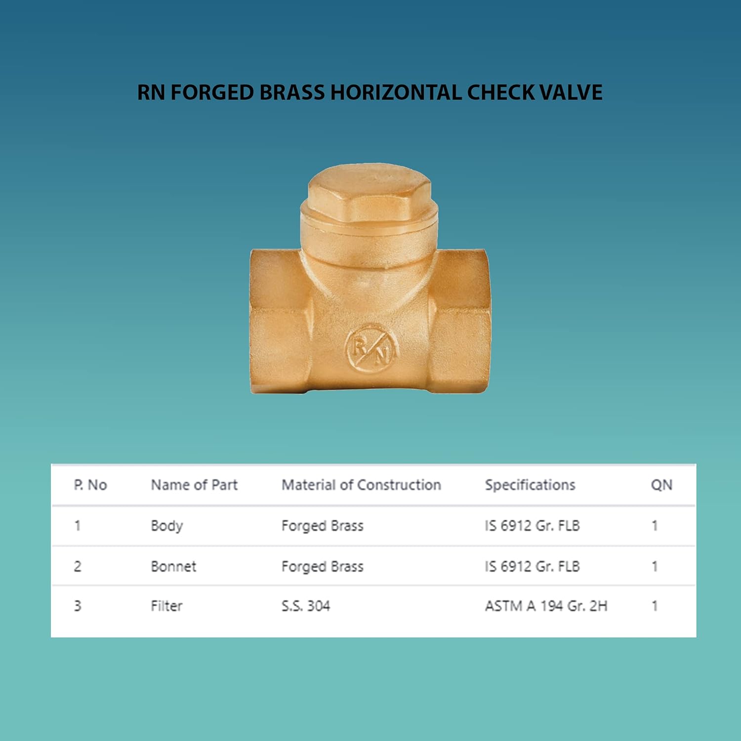 R.N. 50mm Horizontal Brass Check Valves Female Threaded _900_4