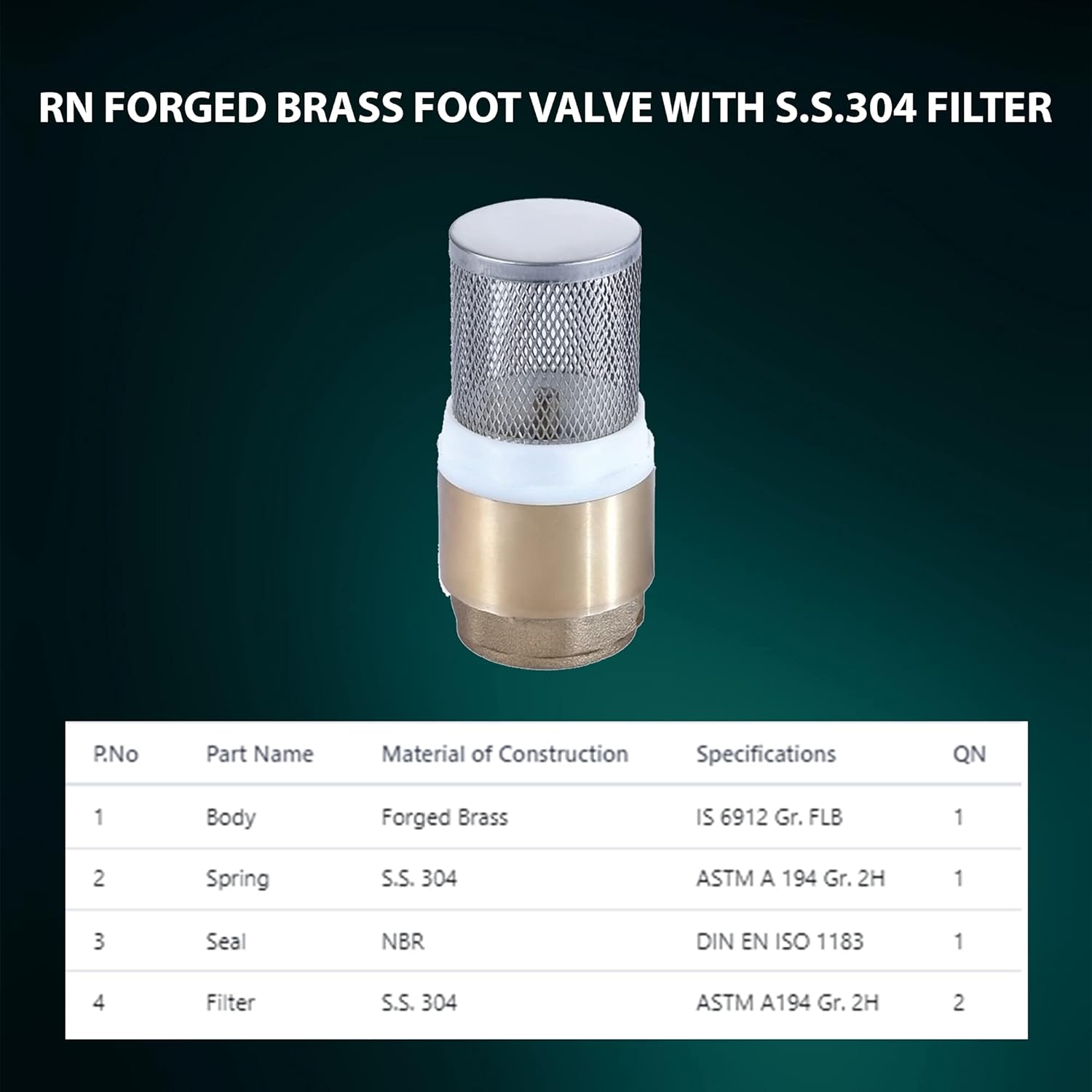 R.N. Art-2700_20mm(3/4") Brass 20mm Foot Valve Strainer_3