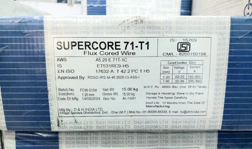 D&H India 1.2 mm Flux Cored Wire A5.20 E 71T-1C 71 T1-C 490 - 670 MPa_1