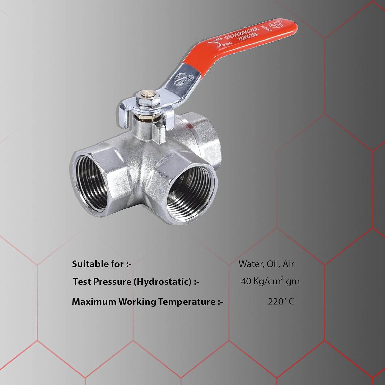 RN 25 mm Three Way Brass Ball Valves Female Threaded 1720_3
